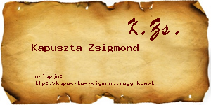 Kapuszta Zsigmond névjegykártya